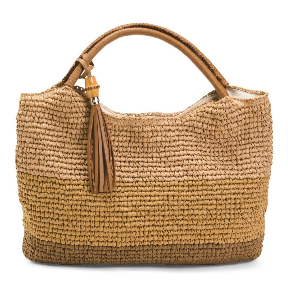 Tommy Bahama Tan Woven Tote Handbag